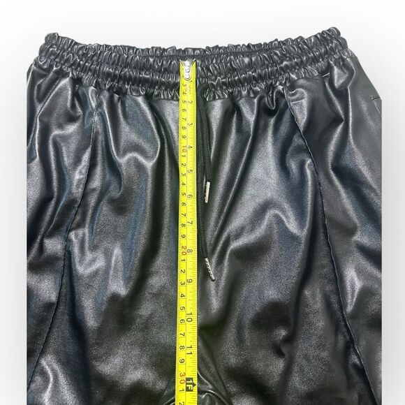 Y2K Faux Leather Pants Women’s Large Black Joggers - Picture 5 of 7